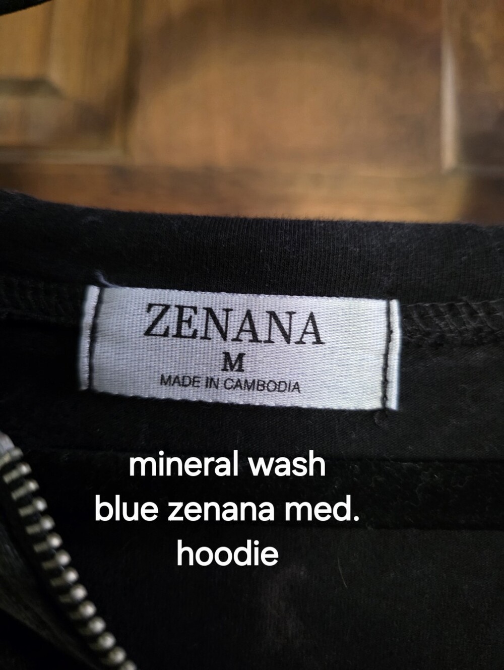 Zenana Outfitters Womens Mineral Wash Black Hoodie - Medium